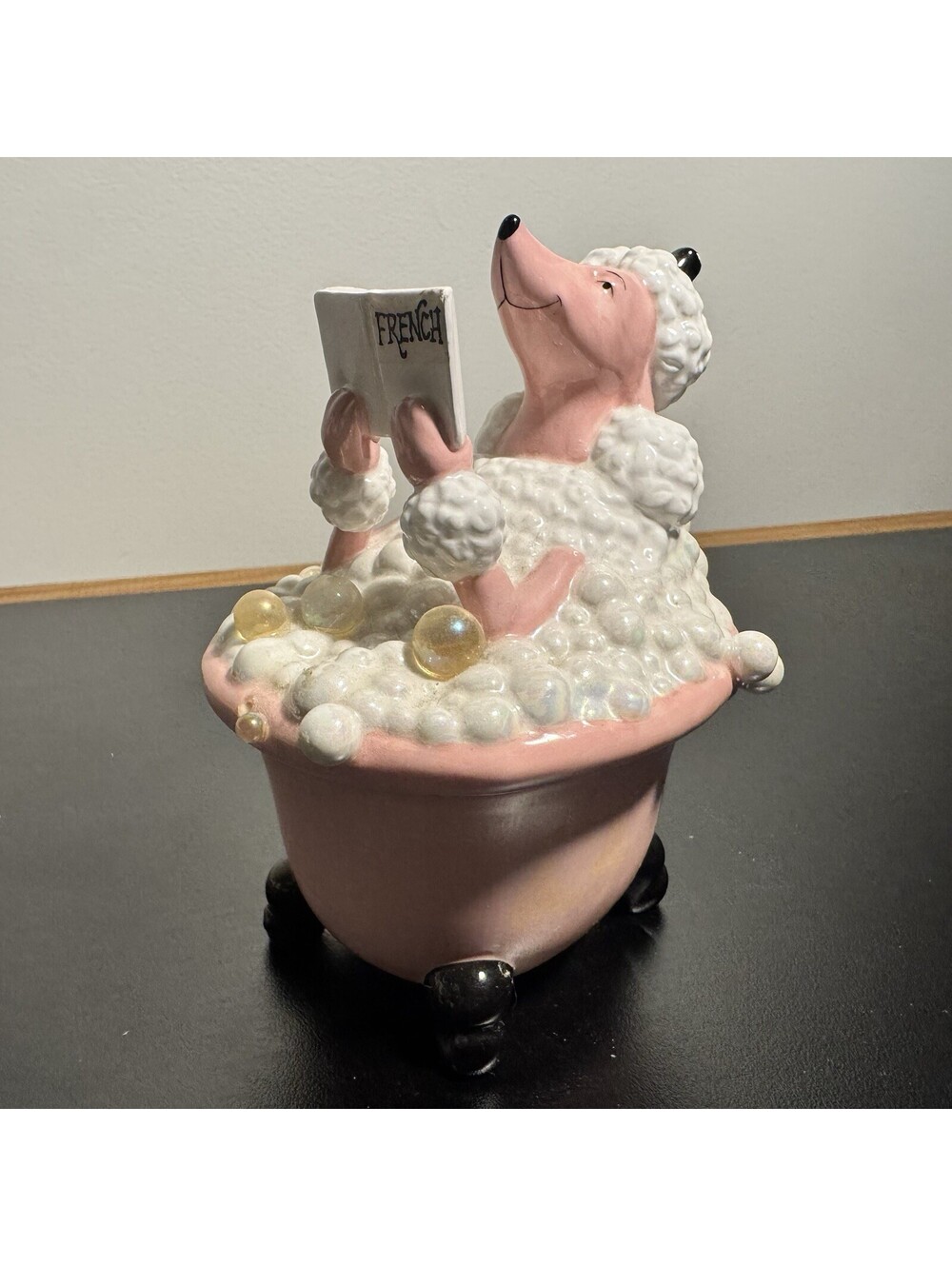 Department 56 Pink Poodle Bathtub Candle RARE Trinket Bubbles
